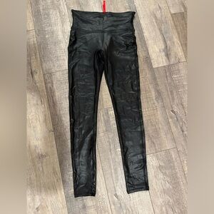 Spanx Black Faux Leather Leggings Size: M